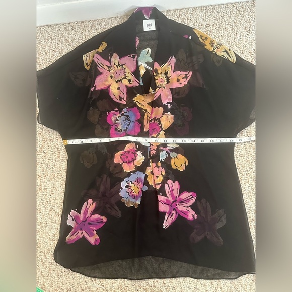 CAbi Black and Pink Sheer Blouse Size XS - Picture 6 of 6